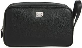 Dolce & Gabbana Sicily Leather Dopp Kit in 80999 Nero at Nordstrom