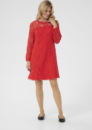 Cream Jurk Feminine High Risk Red