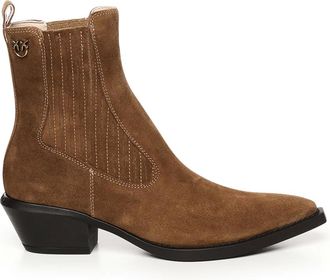 Pinko Pinko, Schoenen, Dames, Bruin, 40 EU, Su&egrave;de, Bruine Su&egrave;de Texan Enkellaarsjes