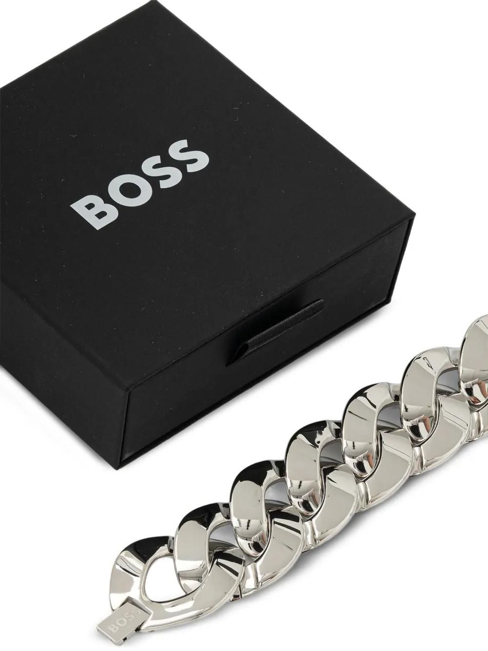BOSS Jewelry Herren Armband SWAY Aus Edelstahl – Gliederdesign, 19 Cm Innenumfang, Mit Gravur