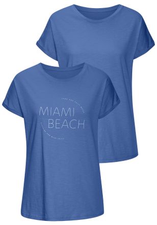 Vivance T-Shirt VIVANCE mit modischem Frontprint, Damen, Gr. 32/34, blau, Jersey, Obermaterial: 100% Baumwolle, bedruckt, unifarben, bequem normal, Rundhals, 