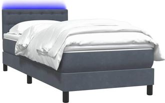 vidaXL Cama Box Spring Con Colch&oacute;n Terciopelo Gris Oscuro 80x210 Cm Vidaxl