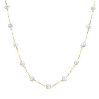 Valero Pearls Womens Sterling Silver Necklace - Gold - One Size