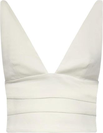 Pinko Crop Top - Dames - Tops zonder mouwen - Wit - L - Linnen - Tops