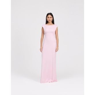 Ghost London Octavia Cowl Back Satin Maxi Dress in Pale Pink at Nordstrom, Size 16