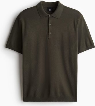 H&M Feinstrick-Poloshirt in Regular Fit - Green