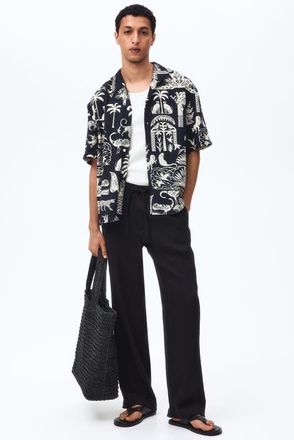 H&M Relaxed Fit Trousers in Black at Nordstrom, Size Xx-Large