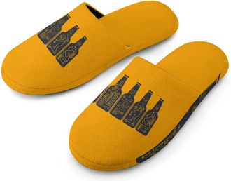 Generic Funny Beer Mens Cozy House Slippers Winter Warm Shoes with Anti-Slip Sole for Travel Indoor Outdoor