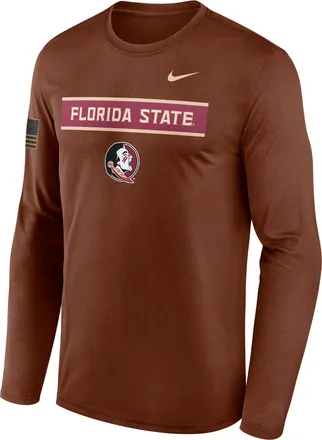 Nike Florida State 2026 Military Appreciation Legend Nike Mens Dri-FIT College Long-Sleeve T-Shirt in Brown | 02TJ2GYFTN-VZG