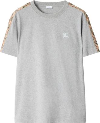 Burberry T-shirt Equestrian Knight con bordo a quadri - Grigio