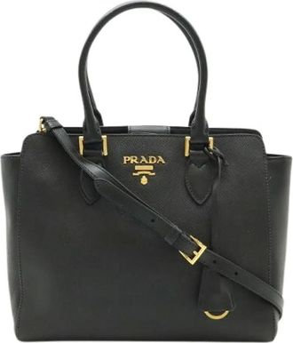Prada Pre-owned Handbags, female, Black, Size: ONE SIZE Pre-owned Saffiano 2way Bag