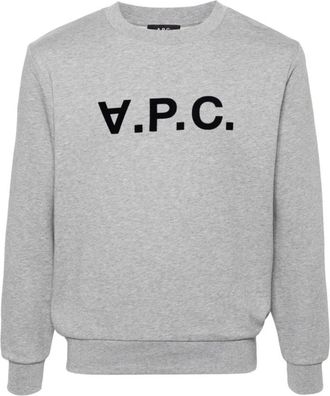A.P.C. Flocked Logo Sweatshirt - Dames - Sweatshirts - Grijs - M - Katoen - Hoodies & sweatvesten