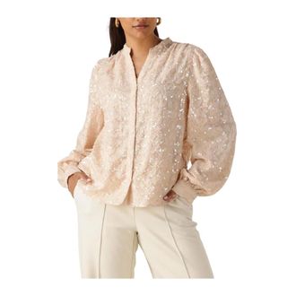 Nukus Nukus, Overhemden, Dames, Beige, M, Wol, Roze Lizzy Blouse voor Stijlvolle Outfits