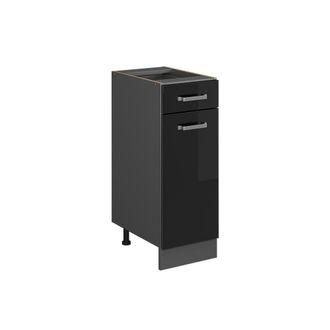 Vicco Mueble Bajo De Cocina R-line, Negro Brillo Intenso, 30 Cm Sin Encimera