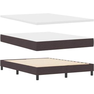 vidaXL Vidaxl - Cama Box Spring Con Colch&oacute;n Marr&oacute;n Oscuro 140 X 190 Cm Tela