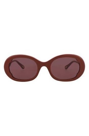 Chlo&eacute; 53mm Oval Sunglasses in Burgundy Violet at Nordstrom Rack