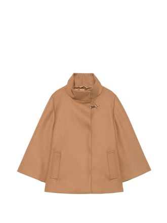 Fay Camel Cape-Style Jacket With High Collar And Gold-Tone Clasp