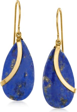 Ross-Simons Lapis and 14kt Yellow Gold Teardrop Earrings