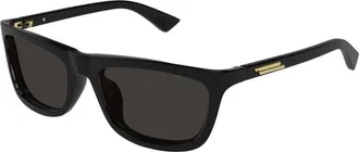 Bottega Veneta BV1328SA001 Rectangular Acetate Sunglasses - Black