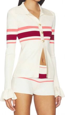 Self Portrait Knit Top In Cream W/ Stripes