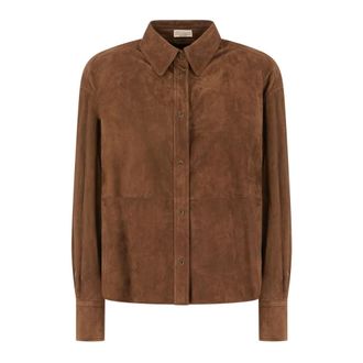 Brunello Cucinelli Chaqueta de Cuero - Blouses & Shirts - Mujer - Marr&oacute;n - S
