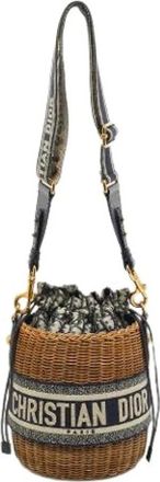 Dior Pre-owned Raffia Bucket Bag - Dames - Vintage Tas - Bruin - ONE Size - Vintage