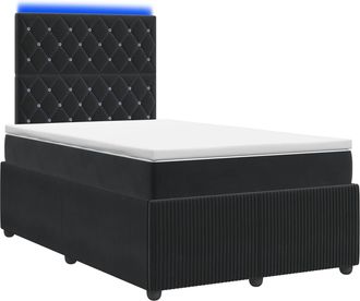 vidaXL Letto Box Spring Led Con Materasso Nero 120 X 190 Cm Velluto Vidaxl