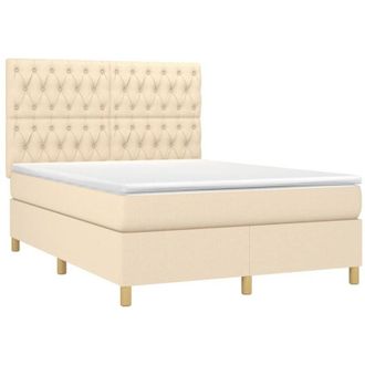 vidaXL Vidaxl - Cama Box Spring Colch&oacute;n Y Luces Led Tela Crema 140x200 Cm