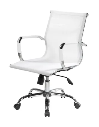 Dmora Dmora - Silla De Oficina Asunik, Sill&oacute;n Ejecutivo Con Reposabrazos, Silla De Oficina Ergon&oacute;mica, Blanco, 62x54h92/102 Cm