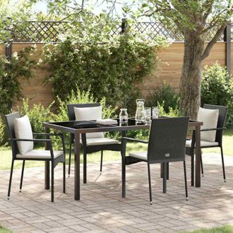 vidaXL Vidaxl - Conjunto De Comedor De Jard&iacute;n Con Coj&iacute;n 5 Pcs Negro Polirat&aacute;n