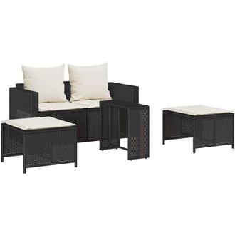 vidaXL Set De Muebles De Jard&iacute;n 5 Pzas Y Cojines Apilables Negro Vidaxl