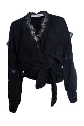 Iro black jarl wrap top with lace
