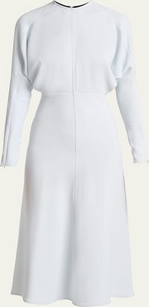 Victoria Beckham Dolman Long-Sleeve Cady Midi Dress