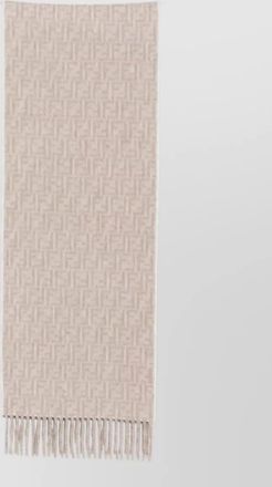 Fendi cashmere wool logo-knit fringed scarf