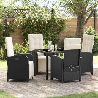 vidaXL Conjunto De Comedor De Jard&iacute;n 5 Pcs Negro Rat&aacute;n Sint&eacute;tico Vidaxl