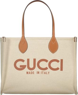Gucci Tassen, Dames, Beige, ONE Size, Katoen, Grote Tote Bag