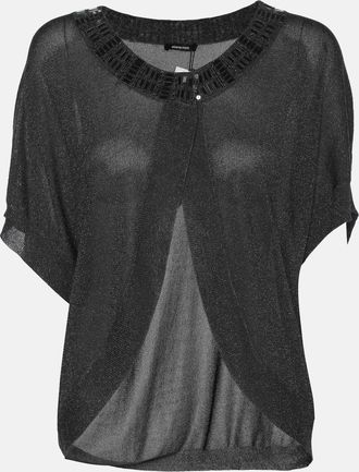 Elena Miro Grey Shimmered Lurex Knit Shrug Top