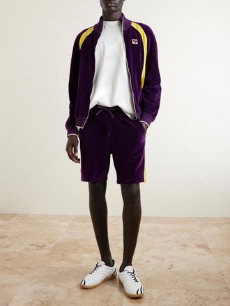 Valentino Garavani Slim-Fit Appliqu&eacute;d Cotton-Blend Velvet Shorts