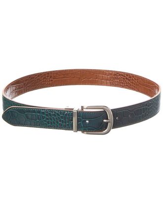 Persaman New York Eleanor13 Reversible Croc-Embossed Leather Belt