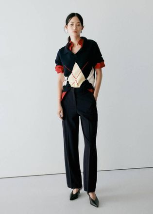 Mango Pantaloni diritti vita media navy - Donna - 36 - MANGO