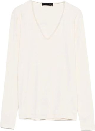 Fabiana Filippi V-neck Jersey - female - Fabiana Filippi - V-neck Knitwear - Beige - M - Knitwear
