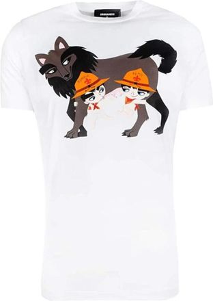 Dsquared2 Wit Katoenen T-shirt Gemaakt in Itali&euml; - Heren - T-shirts - Wit - XL - Katoen - Tops
