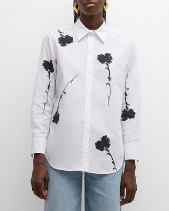 Libertine - Libertine Cecil Beaton Carnation Silhouette-Print Classic Shirt