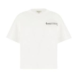Alexander McQueen Alexander McQueen, T-Shirts, female, White, Size: XS Logo Print Oversized Cotton T-Shirt