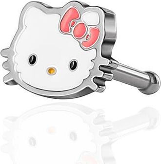 Hello Kitty Authentic 20G Stainless Steel Nose Ring Bone Stud in Hello Kitty White at Nordstrom