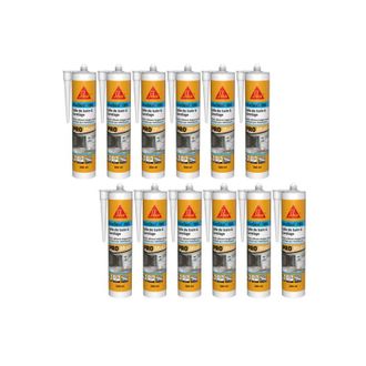 Sika Sika - Paquete De 12 Seal-180 Selladores De Silicona Para Ba&ntilde;os Y Alicatados - Blanco - 300ml