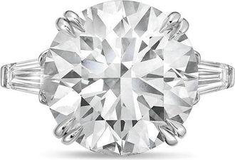 Diana M. Jewels 14kt white gold 2ct lab grown round diamond ring with baguettes on the sides