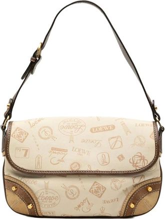 Loewe Pre-owned Shoulder Bags, female, Brown, Size: ONE SIZE Pre-owned Vintage Monogram Canvas Shoulder Bag
