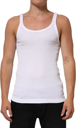 Dolce & Gabbana Mens White Sleeveless Round Neck Tank Top T-Shirt Cotton
