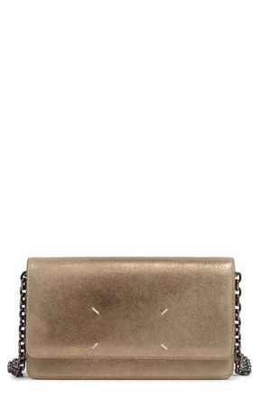 Maison Margiela Medium Metallic Leather Wallet On a Chain in Cream Gold at Nordstrom